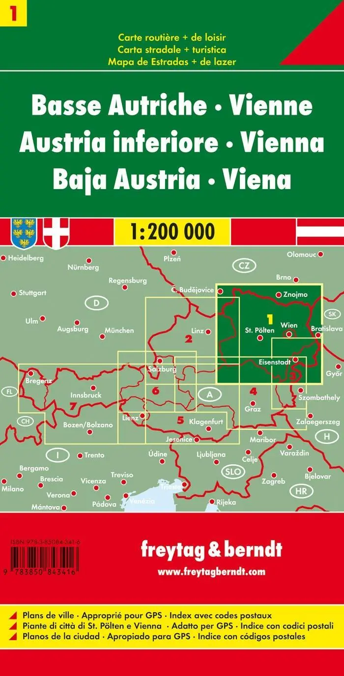 Bild: 9783850843416 | Österreich 01 Niederösterreich, Wien 1 : 200 000 | freytag &amp; berndt