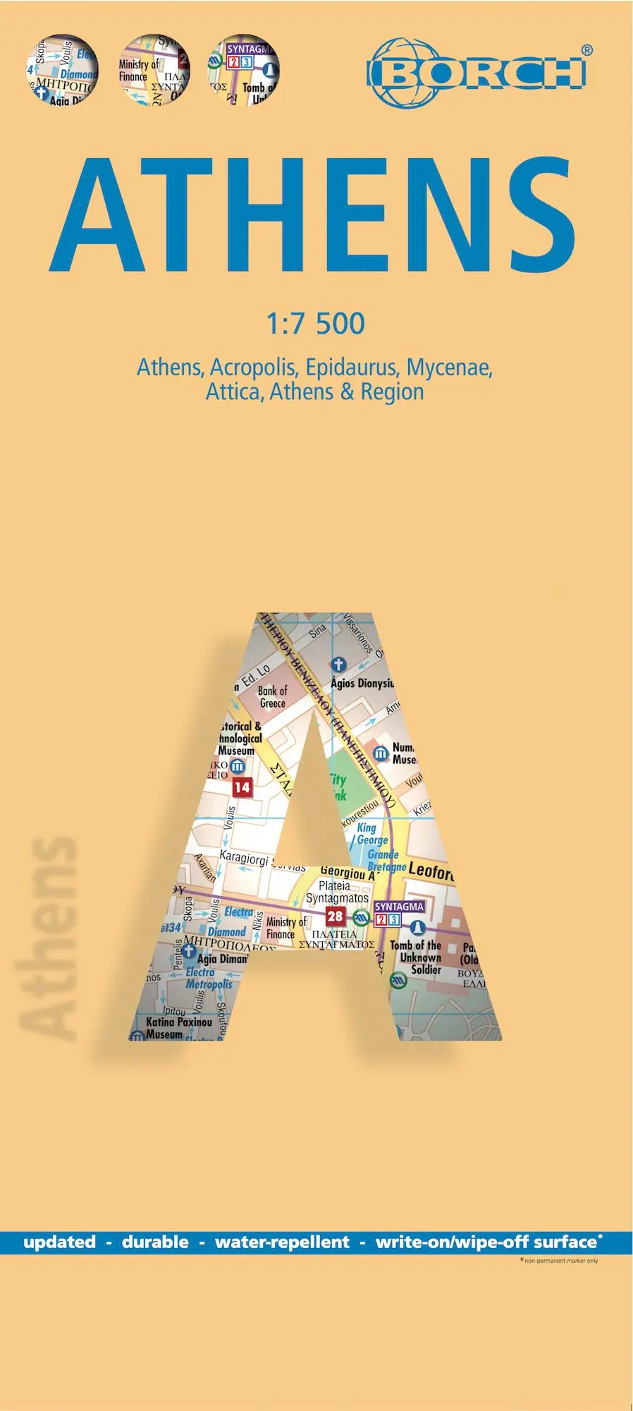 Cover: 9783866093416 | Athens ( Athína / Athens ) 1 : 7500 | (Land-)Karte | Borch Maps | 2 S.