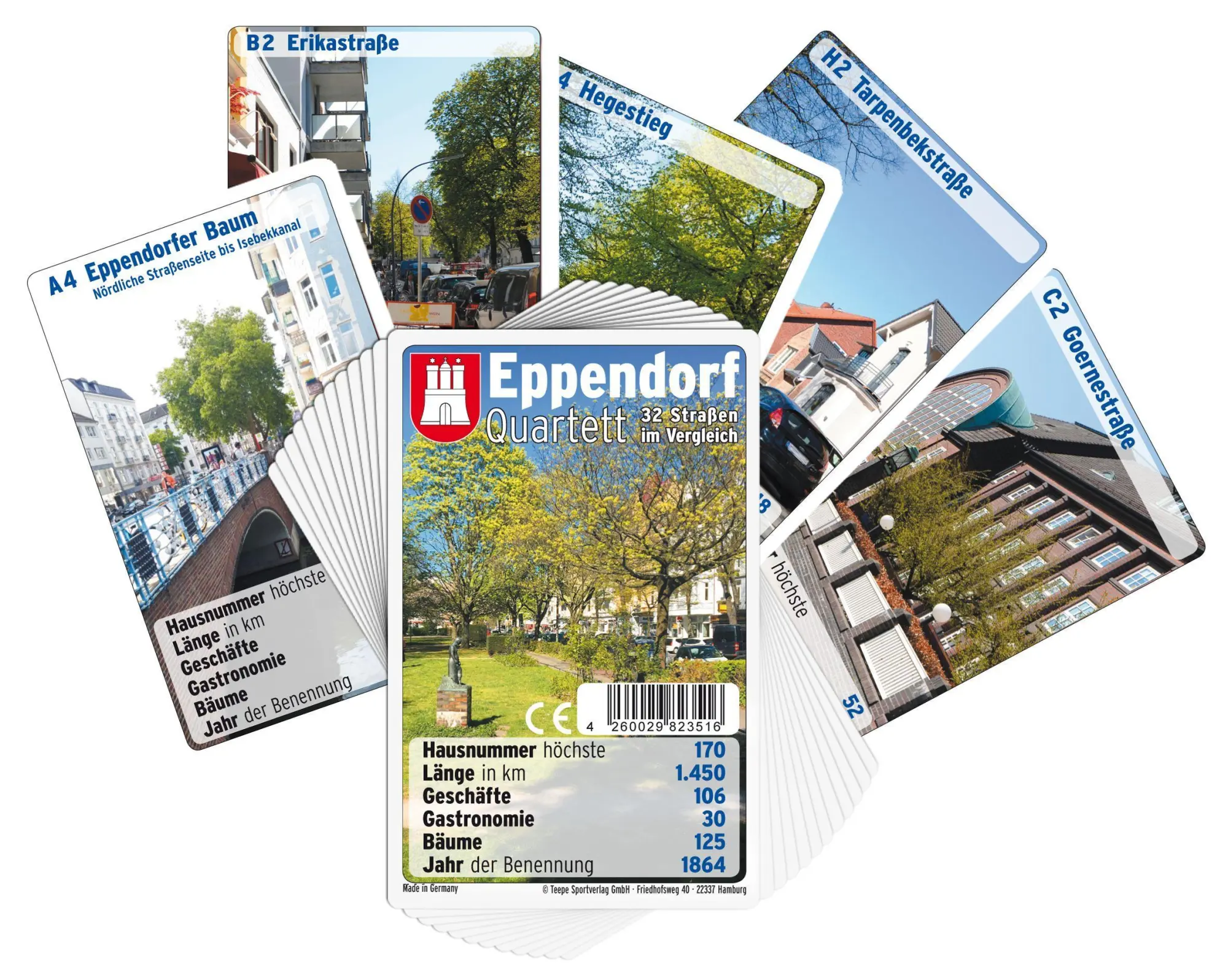 Bild: 4260029823516 | Hamburg Eppendorf Quartett | 30 Minuten, 2-6 Spieler | Spiel | EPPQUA