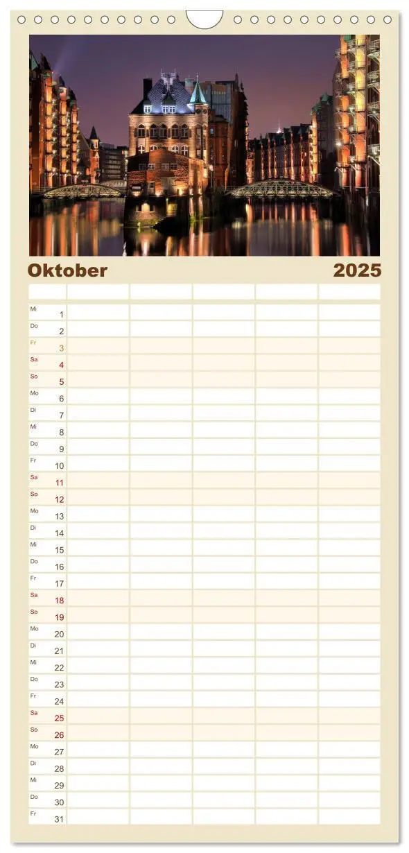 Bild: 9783457113516 | Familienplaner 2025 - Hamburg mit 5 Spalten (Wandkalender, 21 x 45...