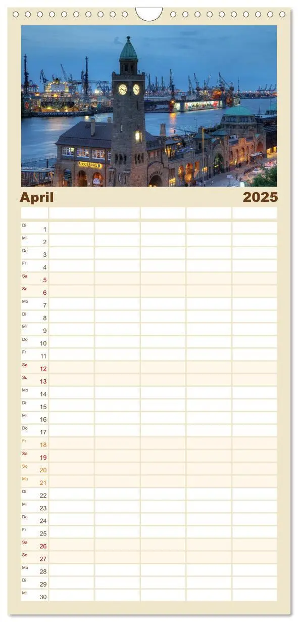 Bild: 9783457113516 | Familienplaner 2025 - Hamburg mit 5 Spalten (Wandkalender, 21 x 45...