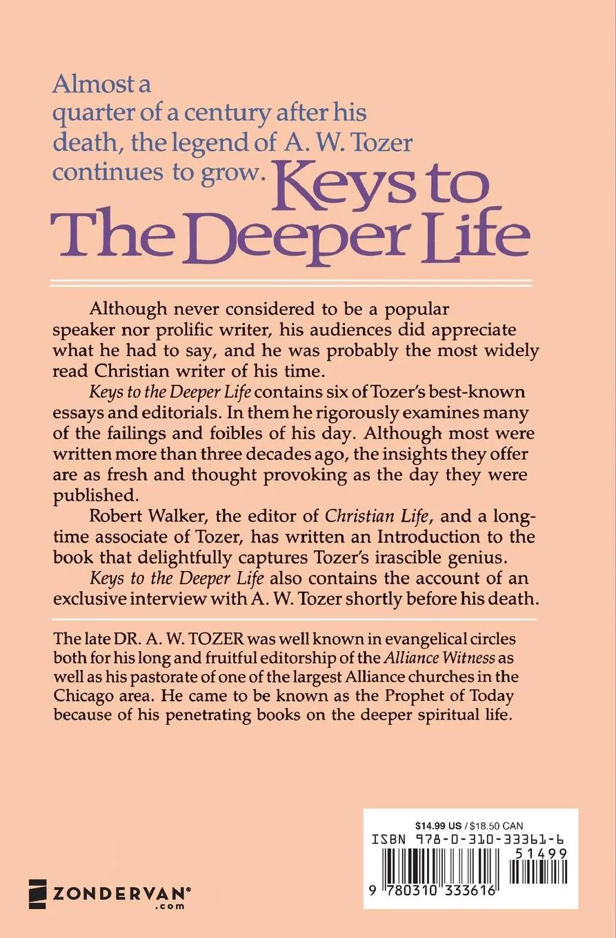 Rückseite: 9780310333616 | Keys to the Deeper Life | A. W. Tozer | Taschenbuch | Englisch | 1988
