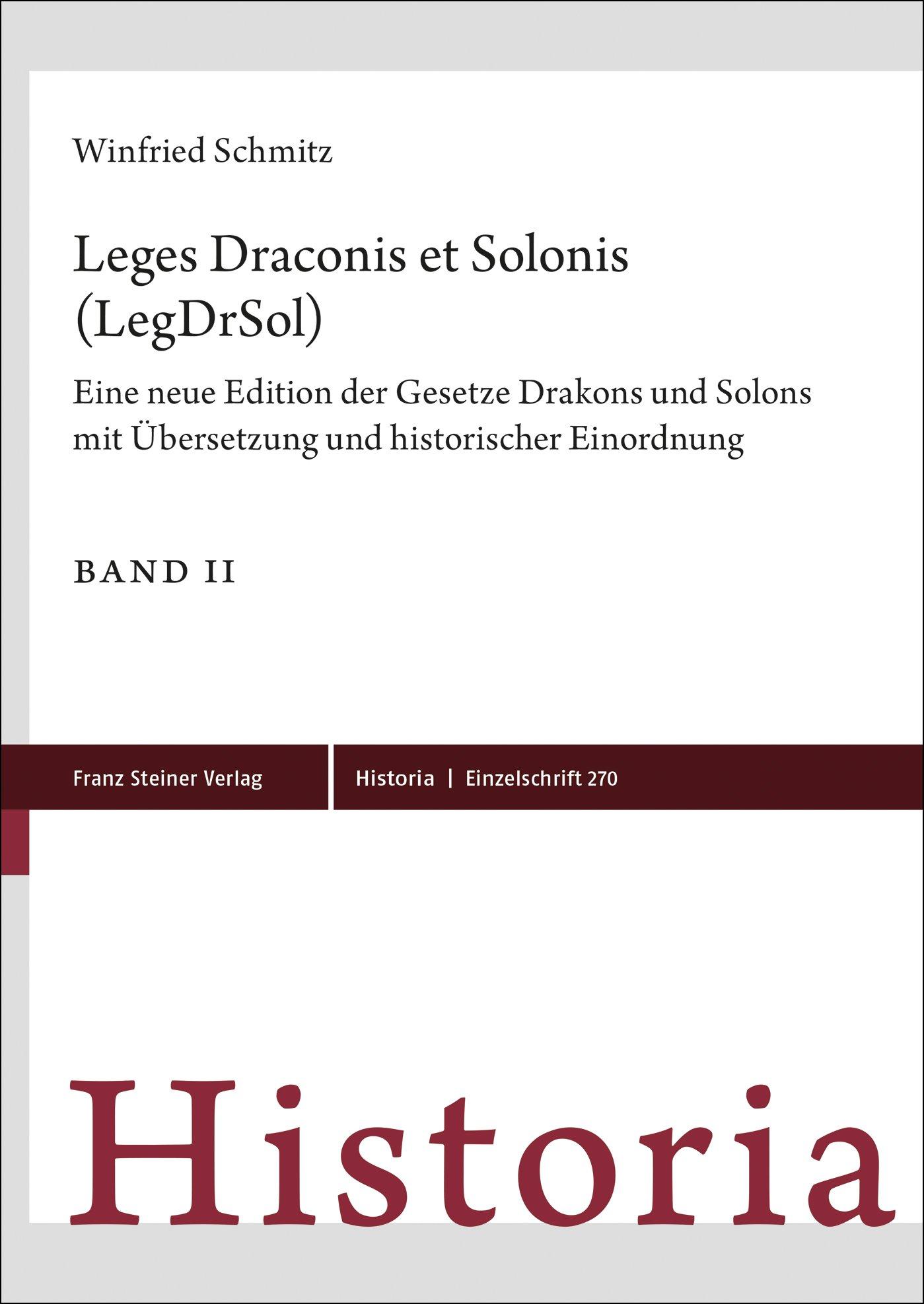 Cover: 9783515133616 | Leges Draconis et Solonis (LegDrSol) | Winfried Schmitz | Buch | 2023