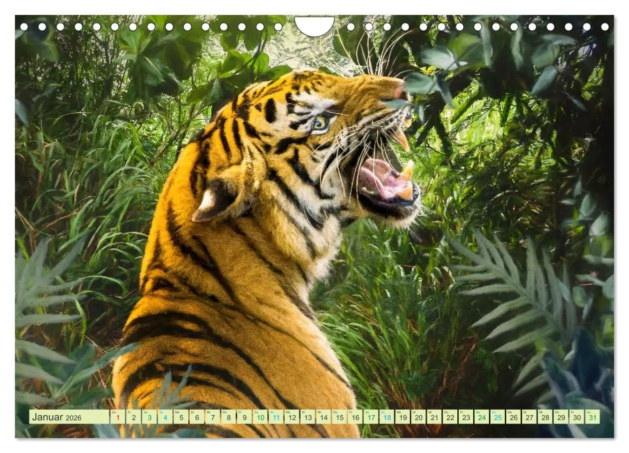 Bild: 9783457573716 | Hallo Dschungel - Artwork (Wandkalender 2026 DIN A4 quer), CALVENDO...
