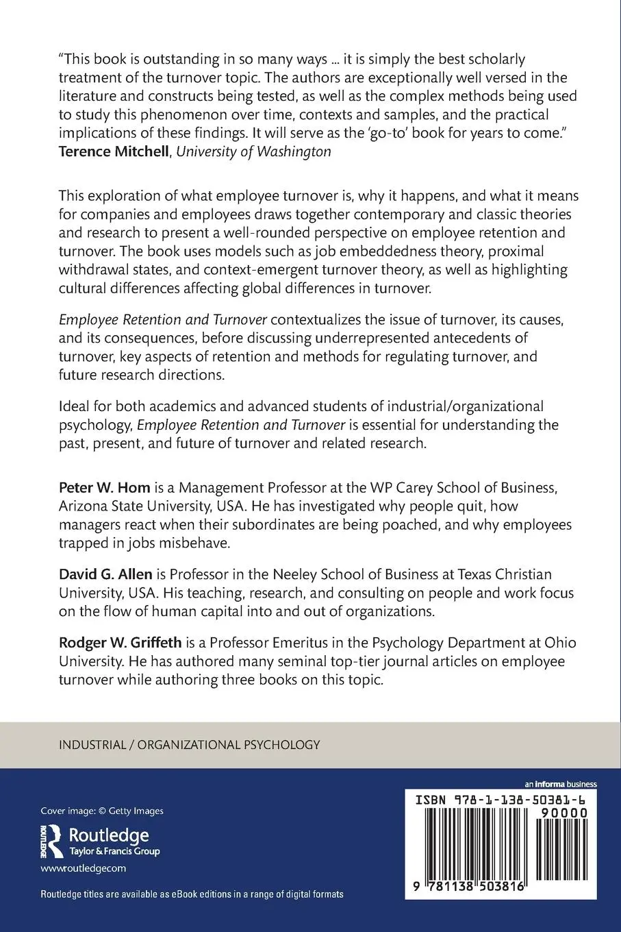 Rückseite: 9781138503816 | Employee Retention and Turnover | Why Employees Stay or Leave | Buch