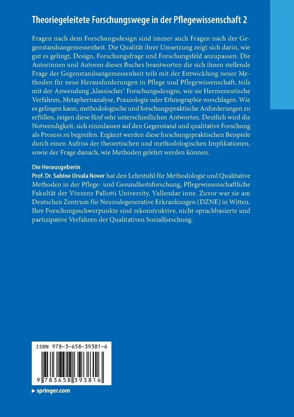 Rückseite: 9783658393816 | Theoriegeleitete Forschungswege in der Pflegewissenschaft 2 | Nover