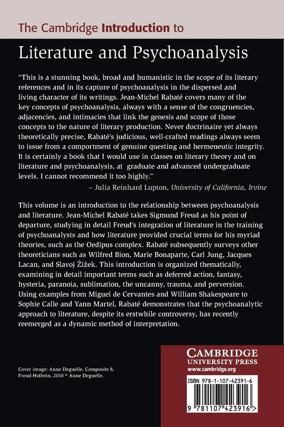 Rückseite: 9781107423916 | The Cambridge Introduction to Literature and Psychoanalysis | Rabaté