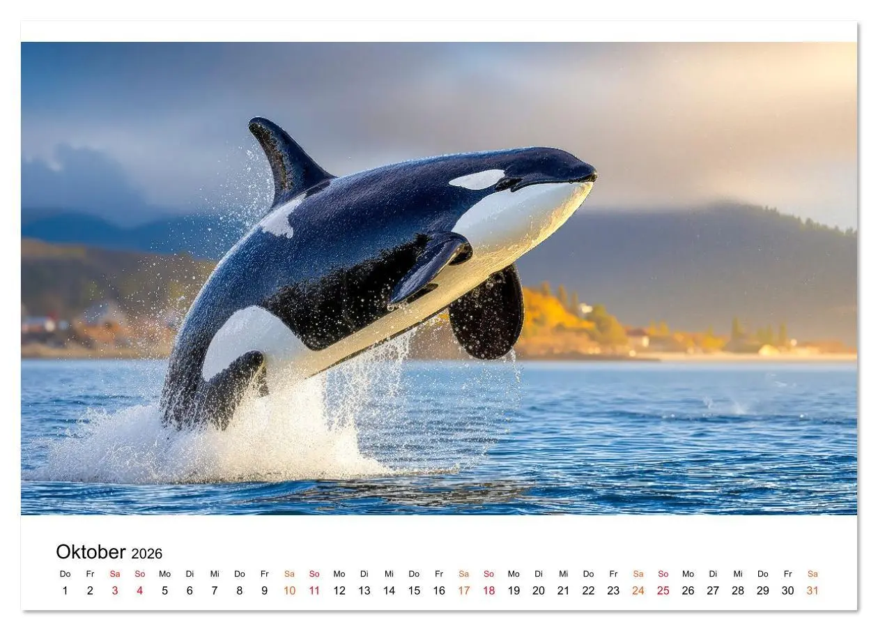Bild: 9783516643916 | Orcas - ein Jahr voller Meer (Tischkalender 2026 DIN A5 quer),...