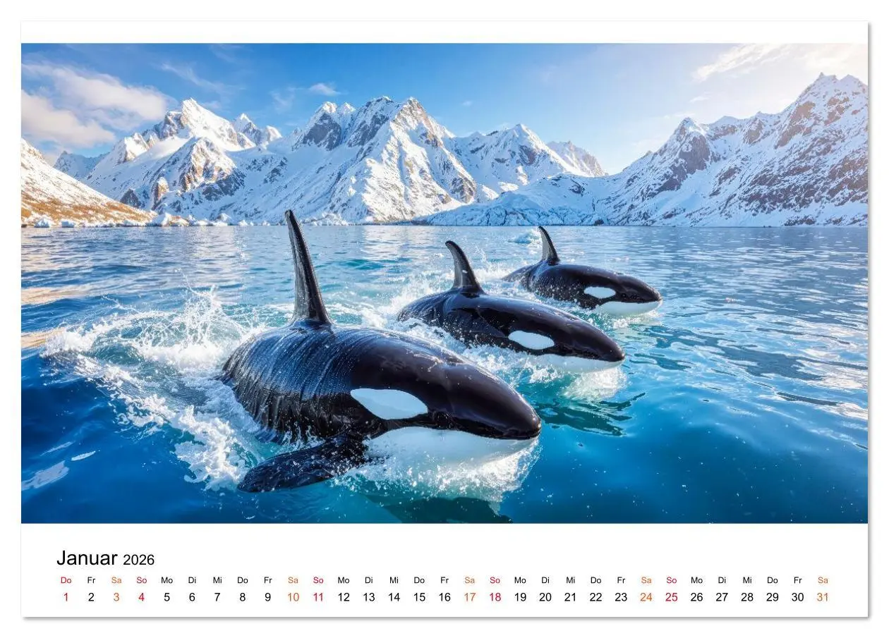 Bild: 9783516643916 | Orcas - ein Jahr voller Meer (Tischkalender 2026 DIN A5 quer),...