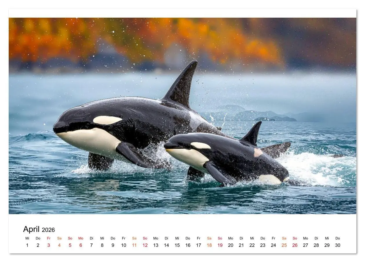 Bild: 9783516643916 | Orcas - ein Jahr voller Meer (Tischkalender 2026 DIN A5 quer),...