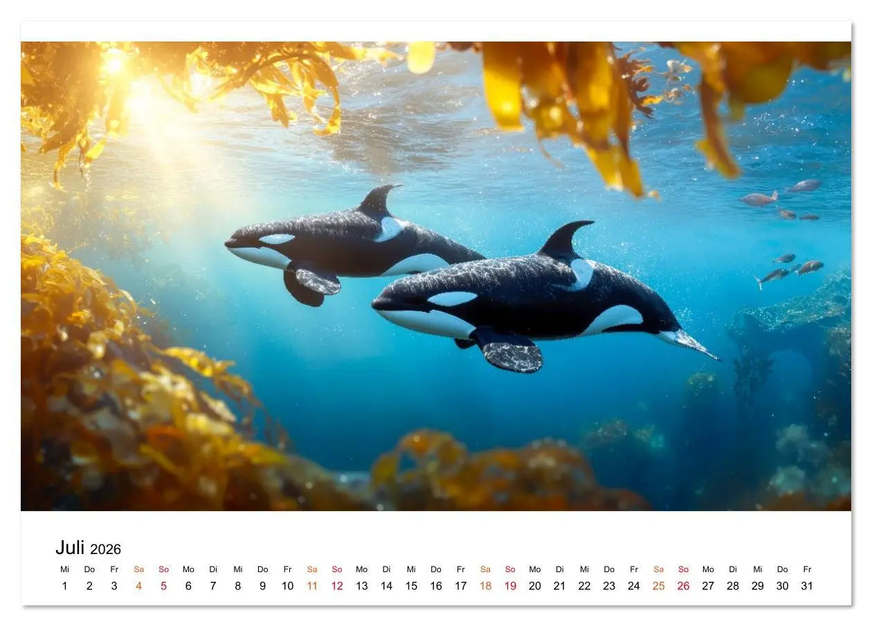 Bild: 9783516643916 | Orcas - ein Jahr voller Meer (Tischkalender 2026 DIN A5 quer),...