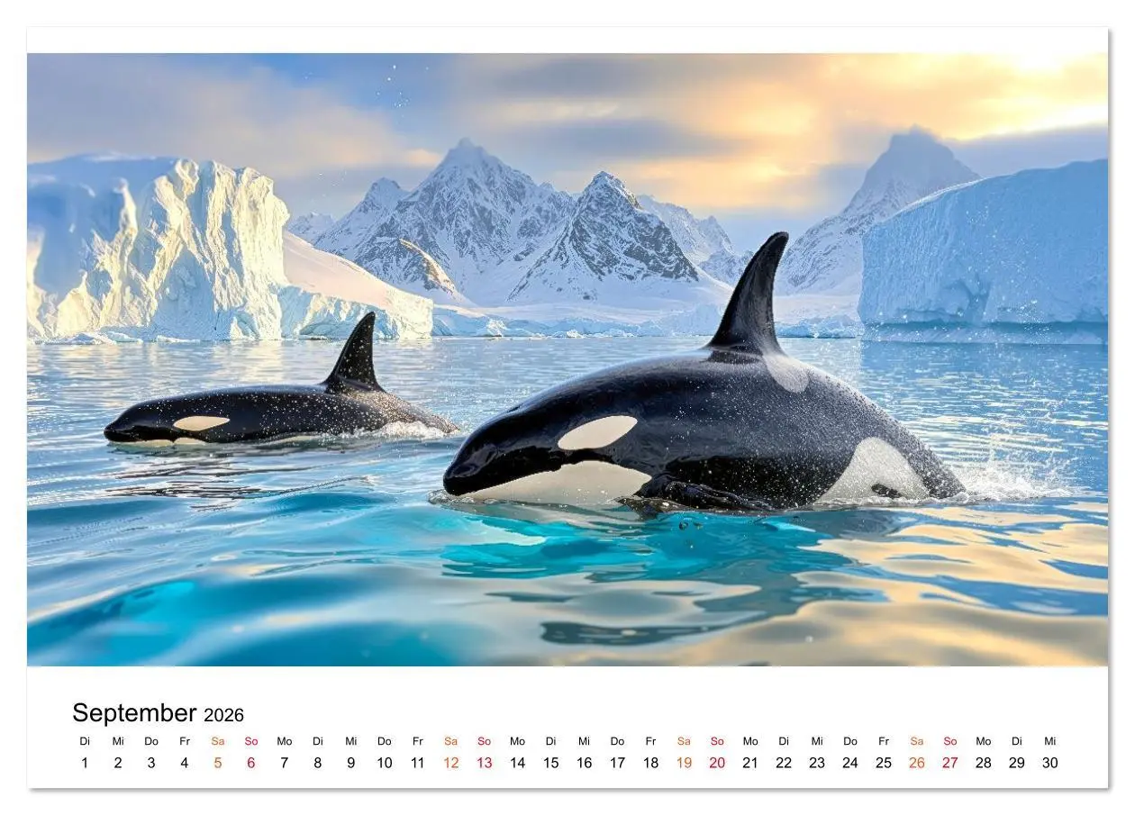 Bild: 9783516643916 | Orcas - ein Jahr voller Meer (Tischkalender 2026 DIN A5 quer),...