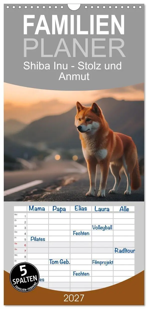 Cover: 9783594313916 | Familienplaner 2027 - Shiba Inu - Stolz und Anmut mit 5 Spalten...