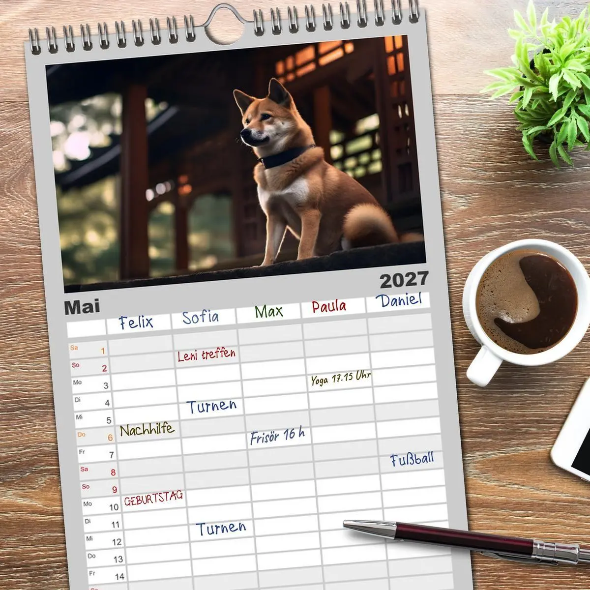 Bild: 9783594313916 | Familienplaner 2027 - Shiba Inu - Stolz und Anmut mit 5 Spalten...