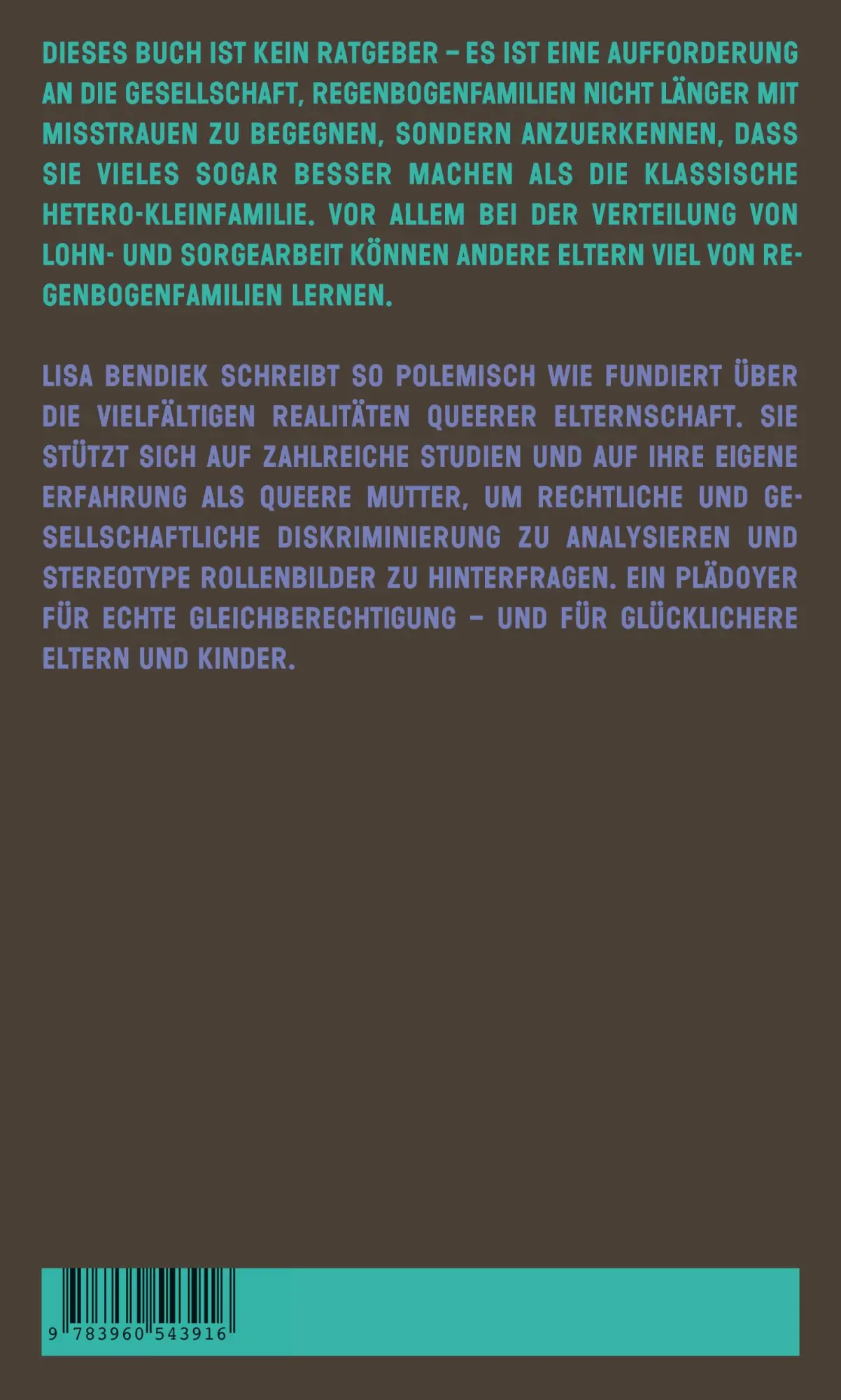 Rückseite: 9783960543916 | Lesben sind die besseren Väter | Lisa Bendiek | Taschenbuch | 320 S.