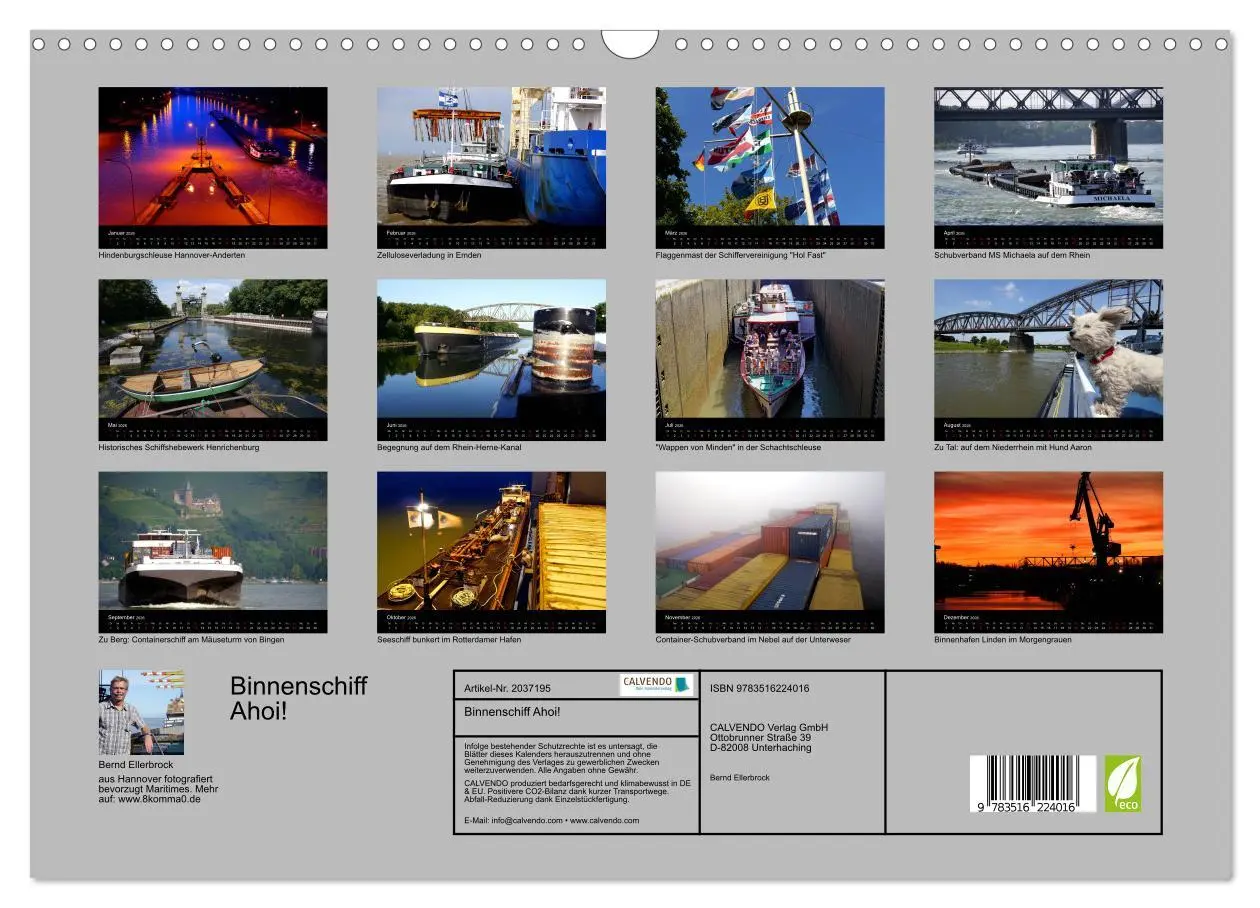 Bild: 9783516224016 | Binnenschiff Ahoi! (Wandkalender 2026 DIN A3 quer), CALVENDO...