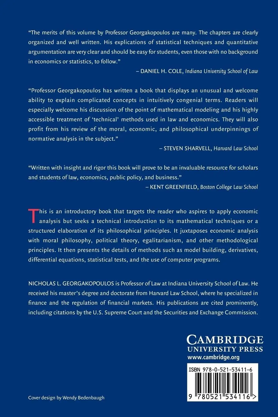 Rückseite: 9780521534116 | Principles and Methods of Law and Economics | Georgakopoulos | Buch