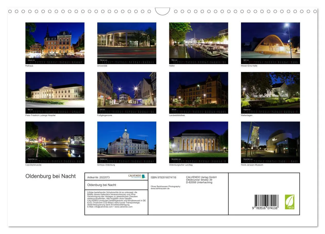 Bild: 9783516074116 | Oldenburg bei Nacht (Wandkalender 2026 DIN A3 quer), CALVENDO...
