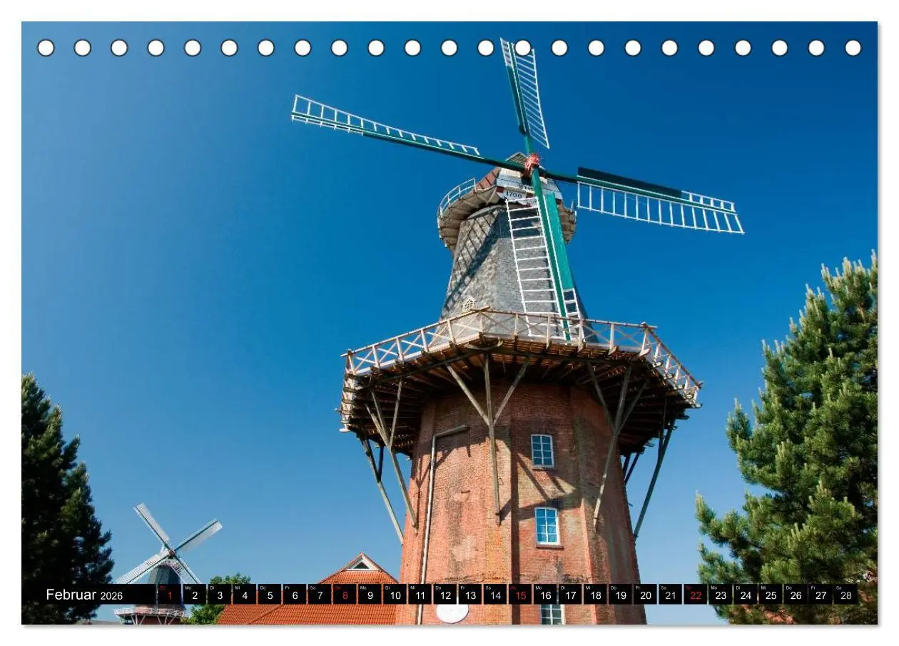 Bild: 9783516144116 | Windmühlen in Deutschland (Tischkalender 2026 DIN A5 quer),...