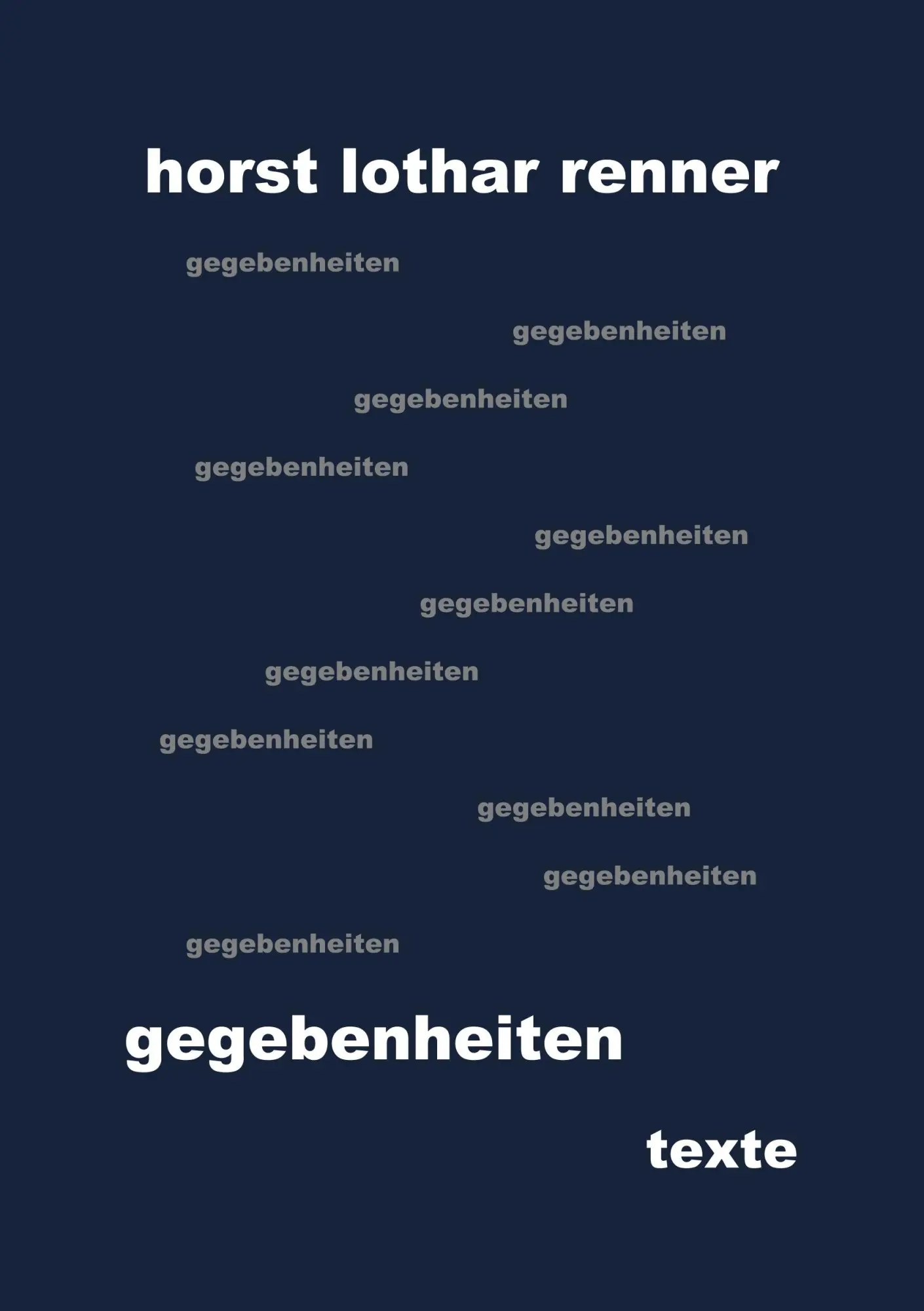 Cover: 9783961034116 | gegebenheiten | Horst Lothar Renner | Taschenbuch | 124 S. | Deutsch