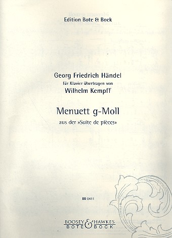 Cover: 9790202504116 | Menuett g-moll aus der 'Suite de pieces' für Klavier | Händel | Buch