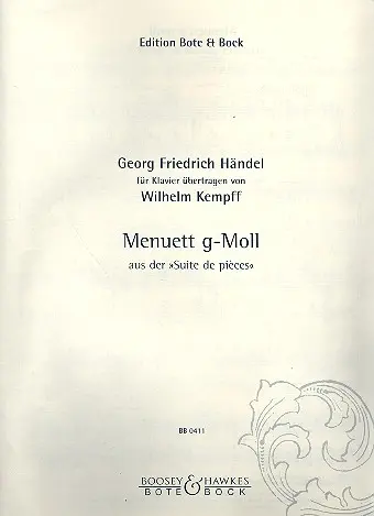 Cover: 9790202504116 | Menuett g-moll aus der 'Suite de pieces' für Klavier | Händel | Buch