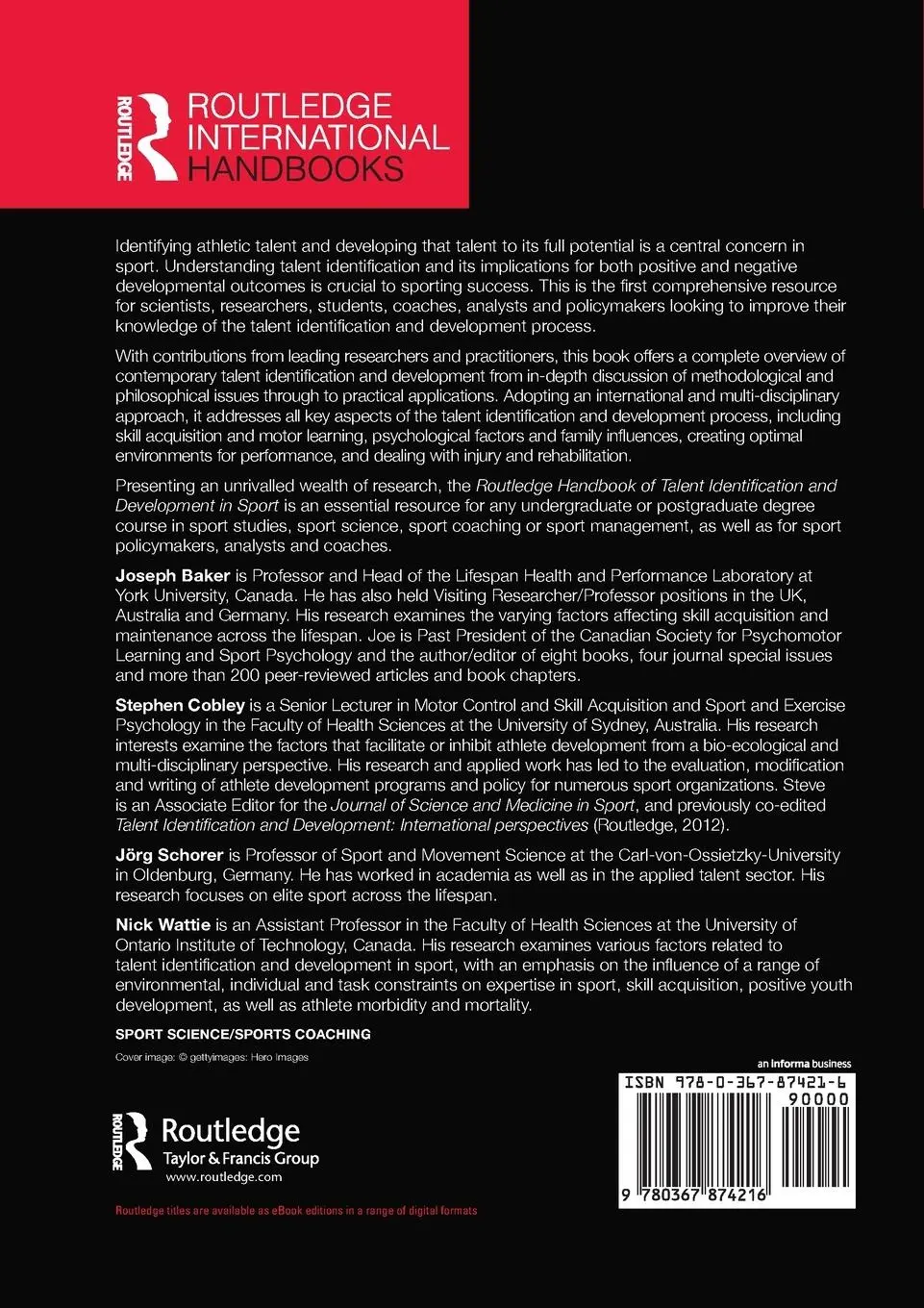 Rückseite: 9780367874216 | Routledge Handbook of Talent Identification and Development in Sport