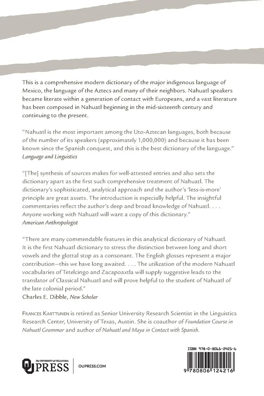 Rückseite: 9780806124216 | Analytical Dictionary of Nahuatl | Frances Karttunen | Taschenbuch