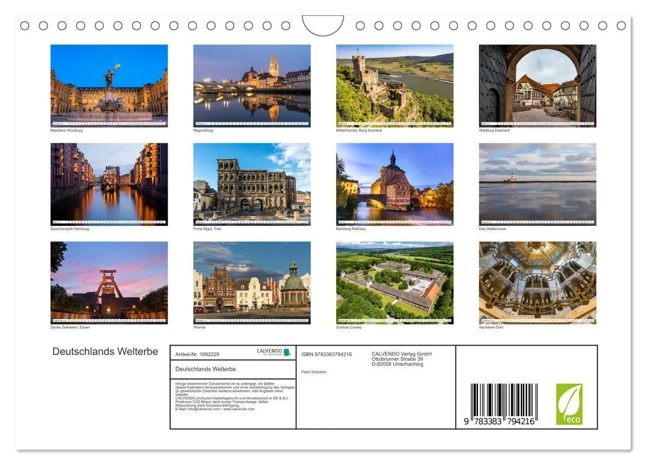 Bild: 9783383794216 | Deutschlands Welterbe (Wandkalender 2025 DIN A4 quer), CALVENDO...