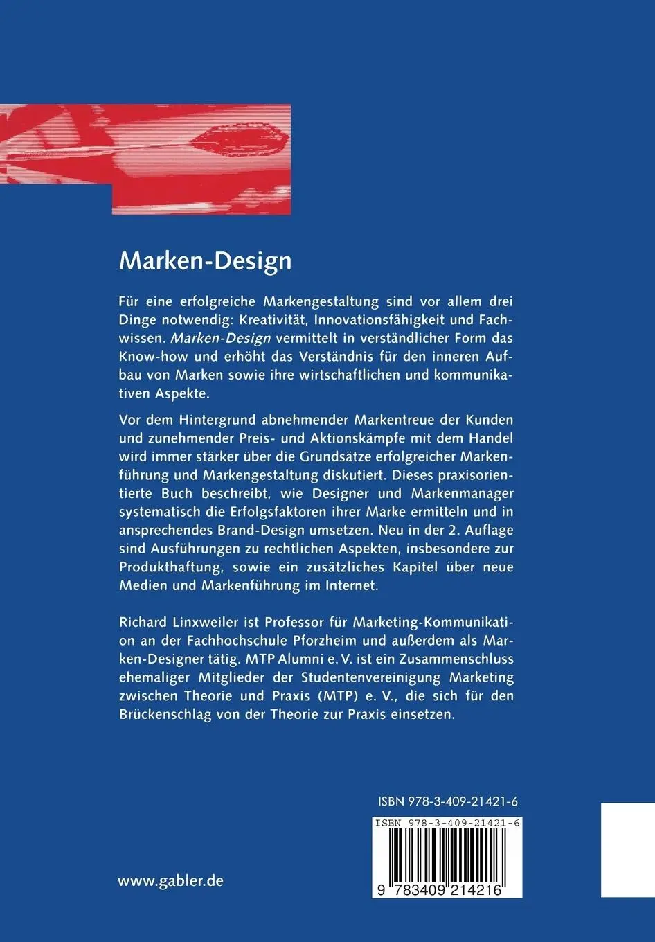 Rückseite: 9783409214216 | Marken-Design | Richard Linxweiler | Taschenbuch | 388 S. | Deutsch