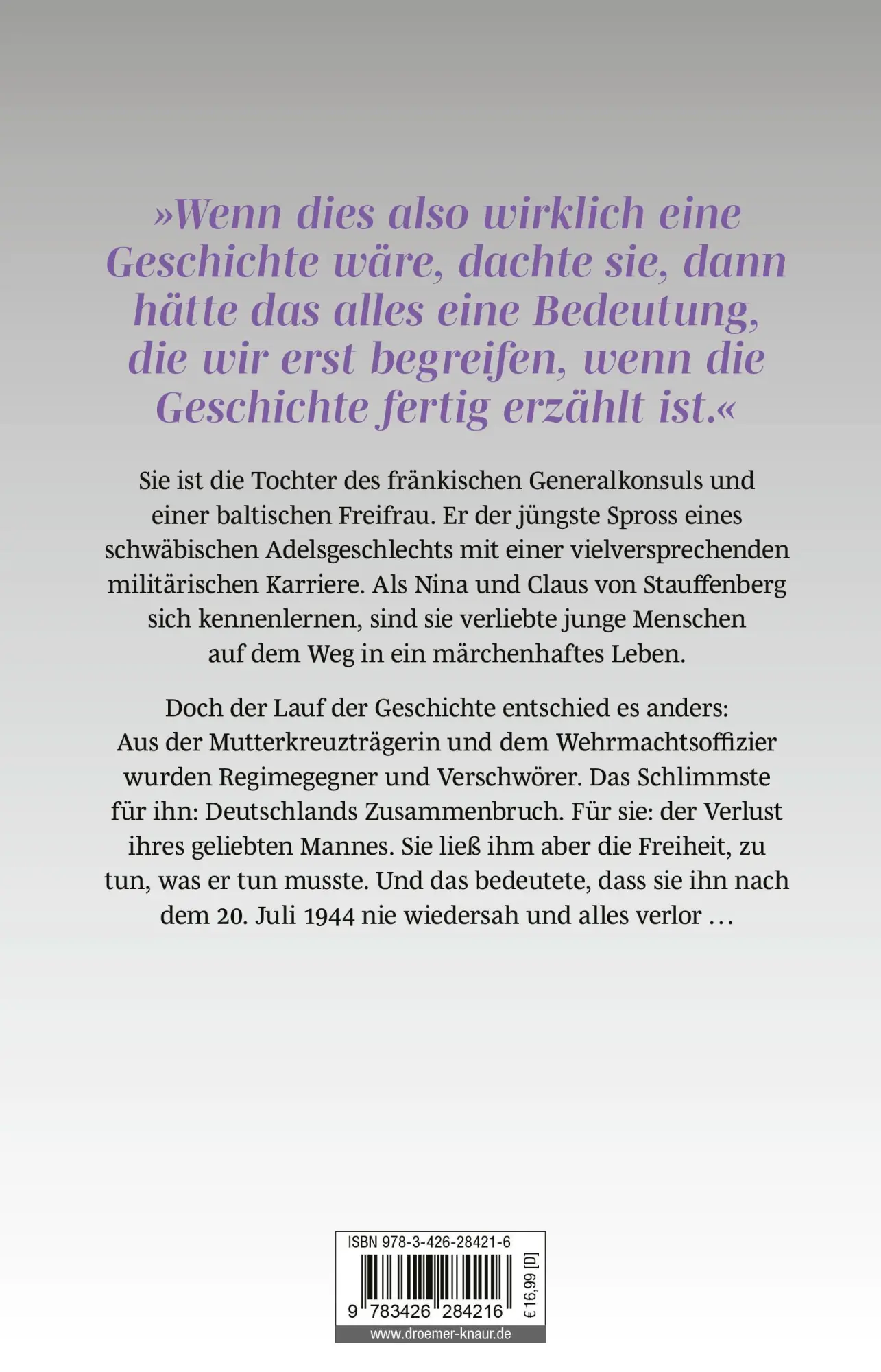 Rückseite: 9783426284216 | Die Stauffenbergs | Charlotte Roth | Taschenbuch | 416 S. | Deutsch