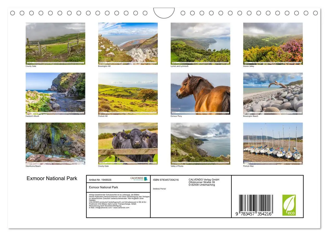 Bild: 9783457354216 | Exmoor National Park (Wandkalender 2026 DIN A4 quer), CALVENDO...