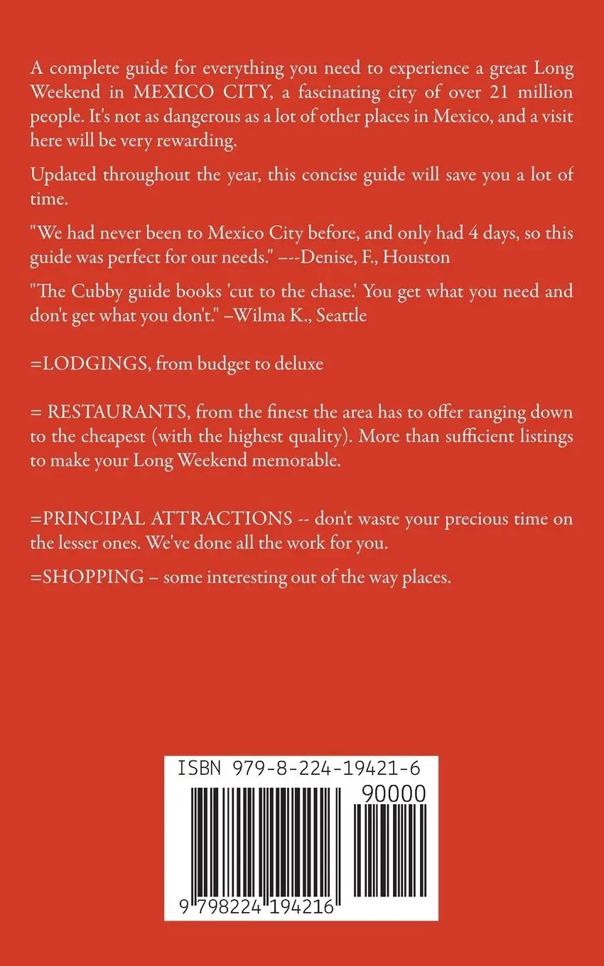 Rückseite: 9798224194216 | MEXICO CITY The Cubby 2024 Long Weekend Guide | James Cubby | Buch