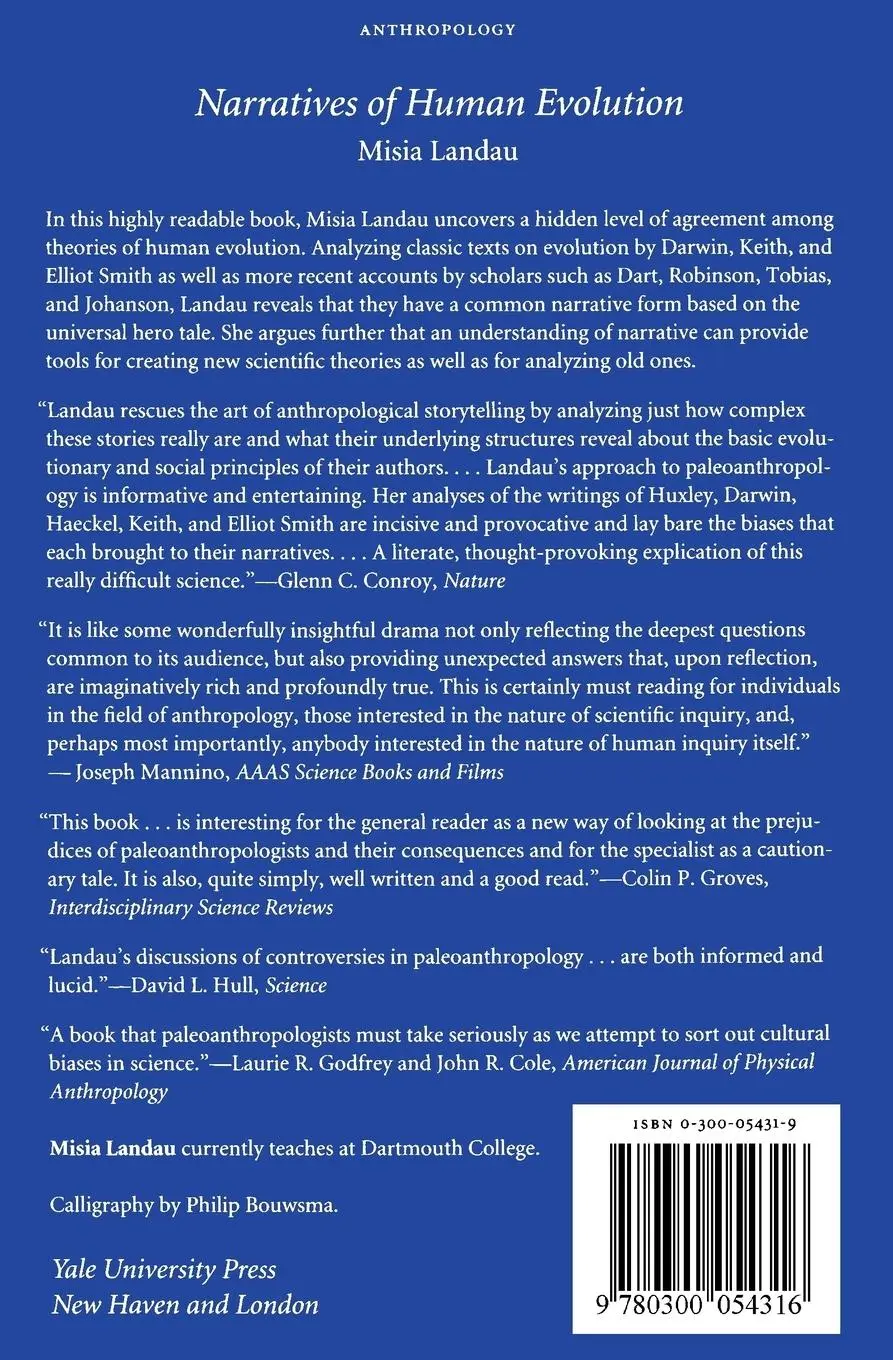 Rückseite: 9780300054316 | Narratives of Human Evolution | Misia Landau (u. a.) | Taschenbuch