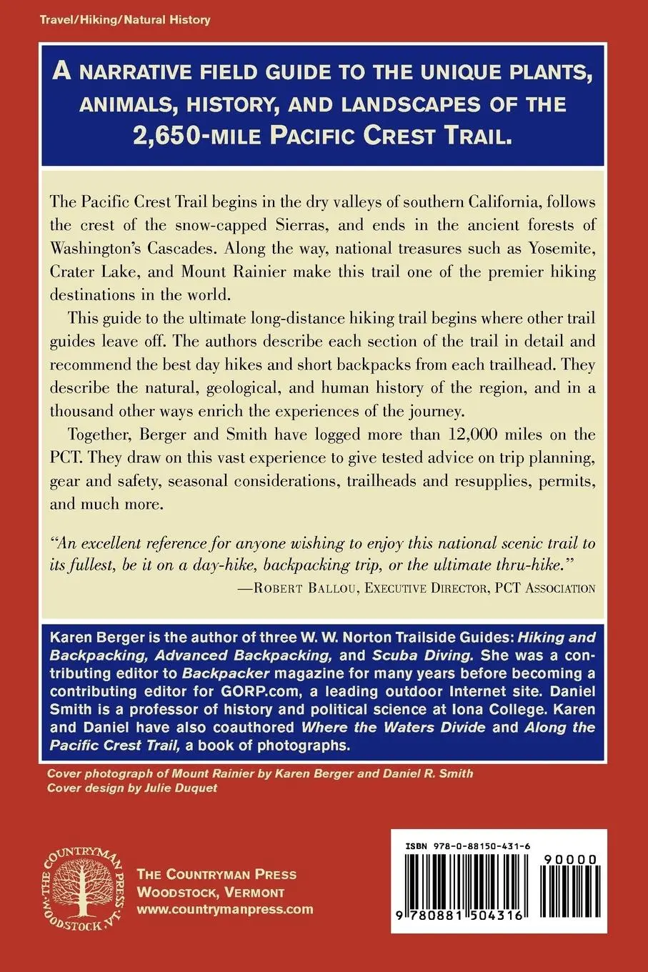 Rückseite: 9780881504316 | The Pacific Crest Trail | A Hiker's Companion | Karen Berger (u. a.)