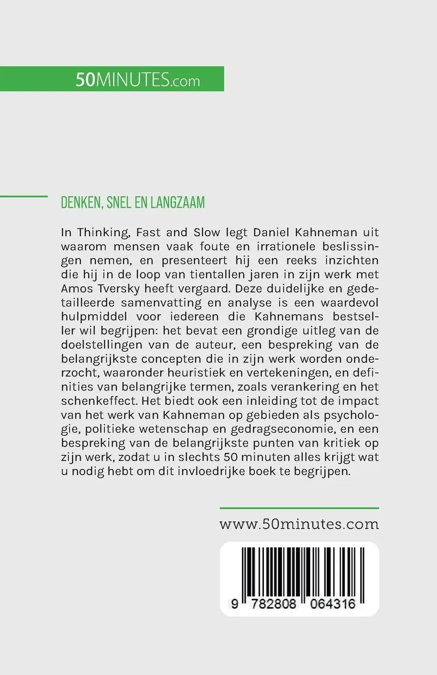 Rückseite: 9782808064316 | Denken, snel en langzaam | Dries Glorieux | Taschenbuch | 2023