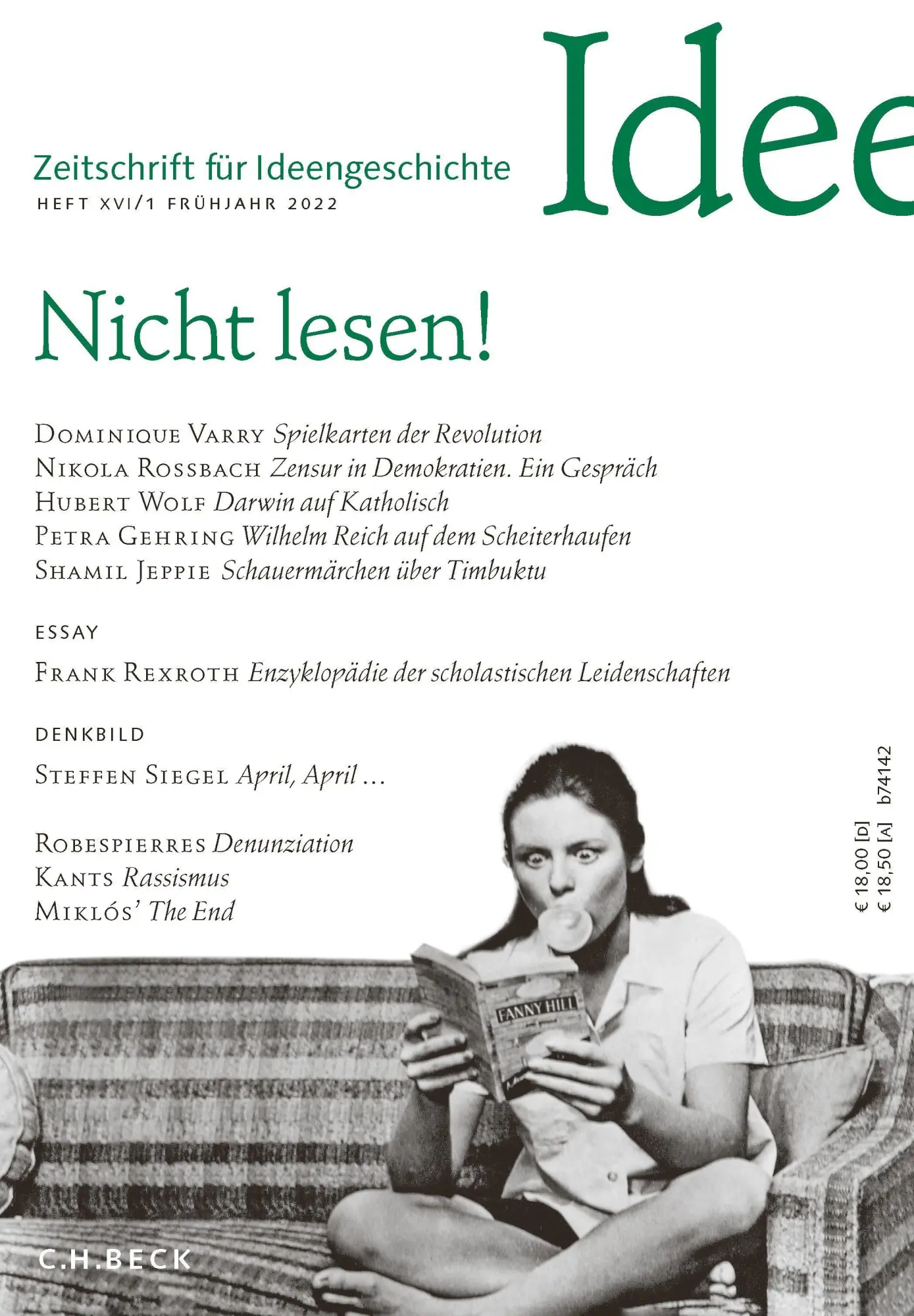Cover: 9783406784316 | Nicht lesen! | Frühjahr 2022, Zeitschrift für Ideengeschichte XVI/1
