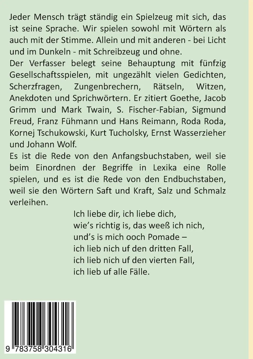 Rückseite: 9783758304316 | Heitere Grammatik | Wie man mit Wörtern spielen kann | Hans Fink