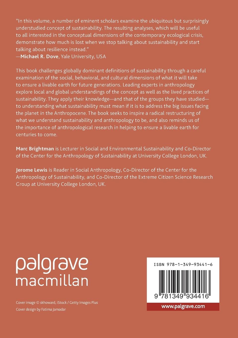 Rückseite: 9781349934416 | The Anthropology of Sustainability | Beyond Development and Progress