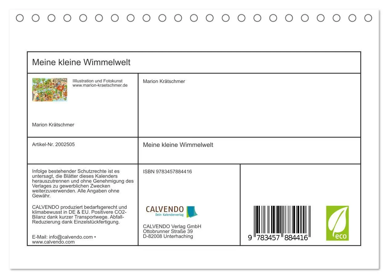 Bild: 9783457884416 | Meine kleine Wimmelwelt (Tischkalender 2026 DIN A5 quer), CALVENDO...
