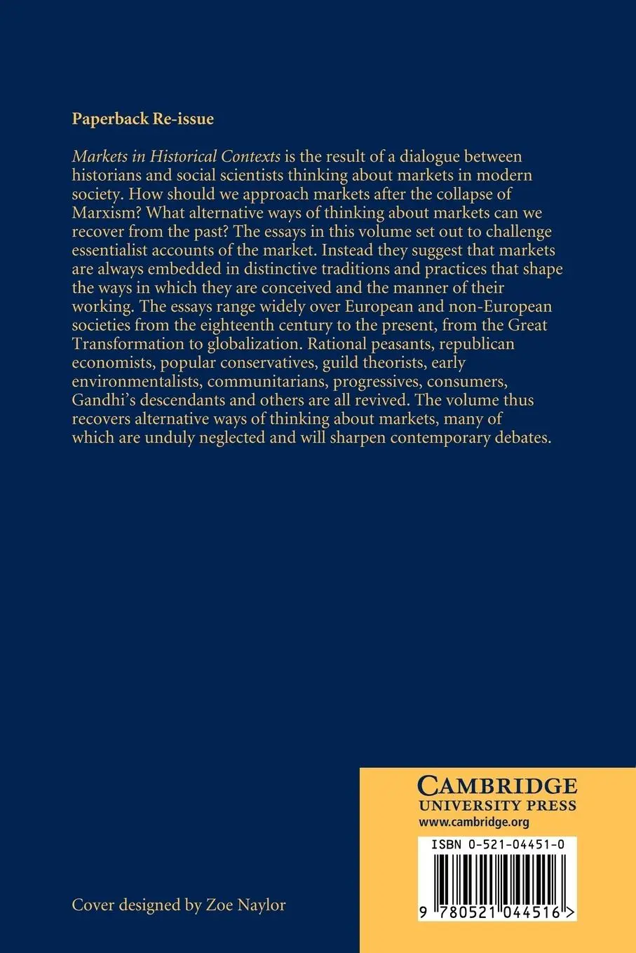 Rückseite: 9780521044516 | Markets in Historical Contexts | Mark Bevir (u. a.) | Taschenbuch