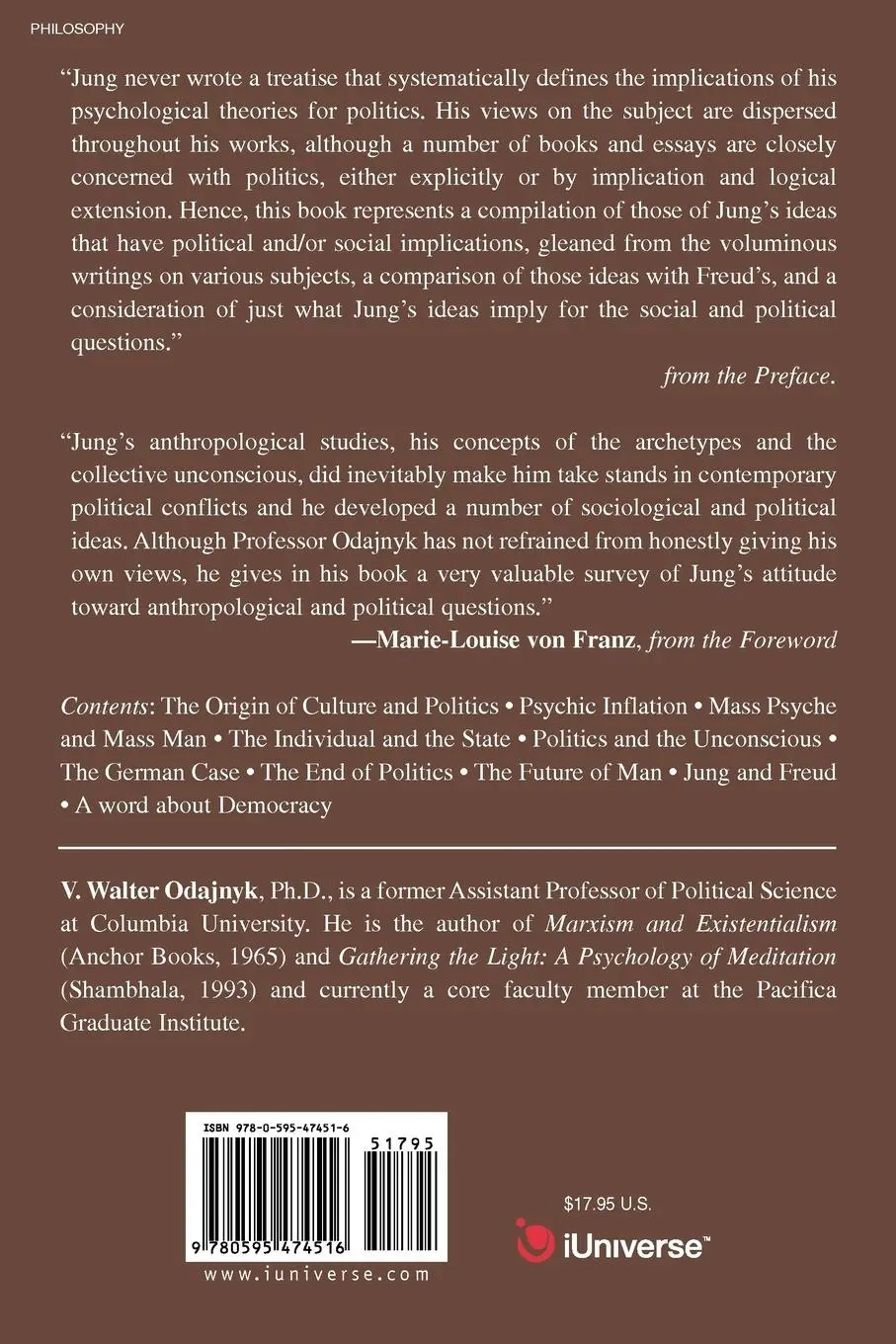 Rückseite: 9780595474516 | Jung and Politics | The Political and Social Ideas of C. G. Jung
