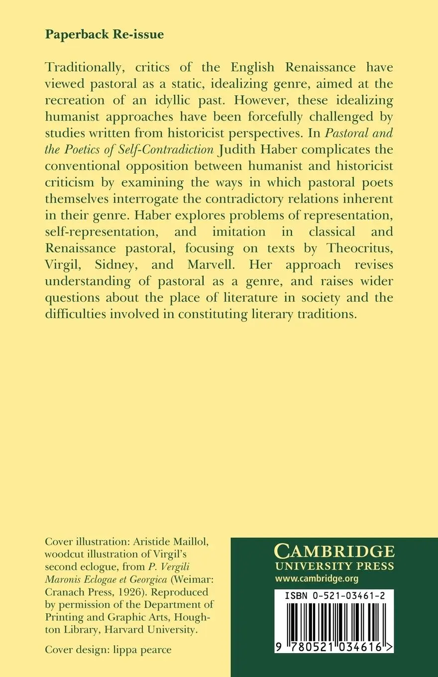 Rückseite: 9780521034616 | Pastoral and the Poetics of Self-Contradiction | Theocritus to Marvell