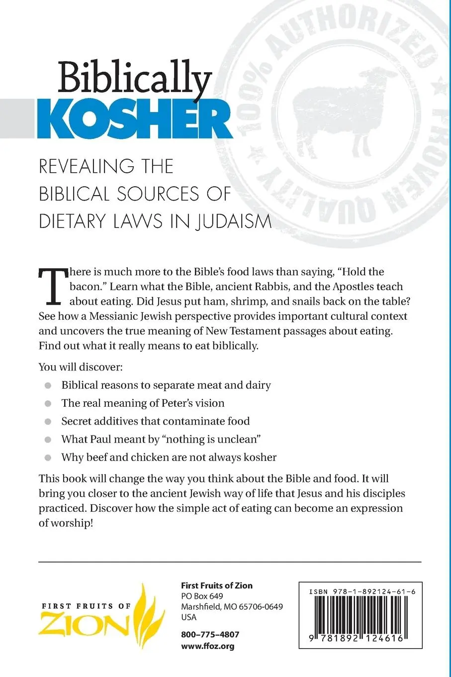 Rückseite: 9781892124616 | Biblically Kosher | A Messianic Jewish Perspective on Kashrut | Eby