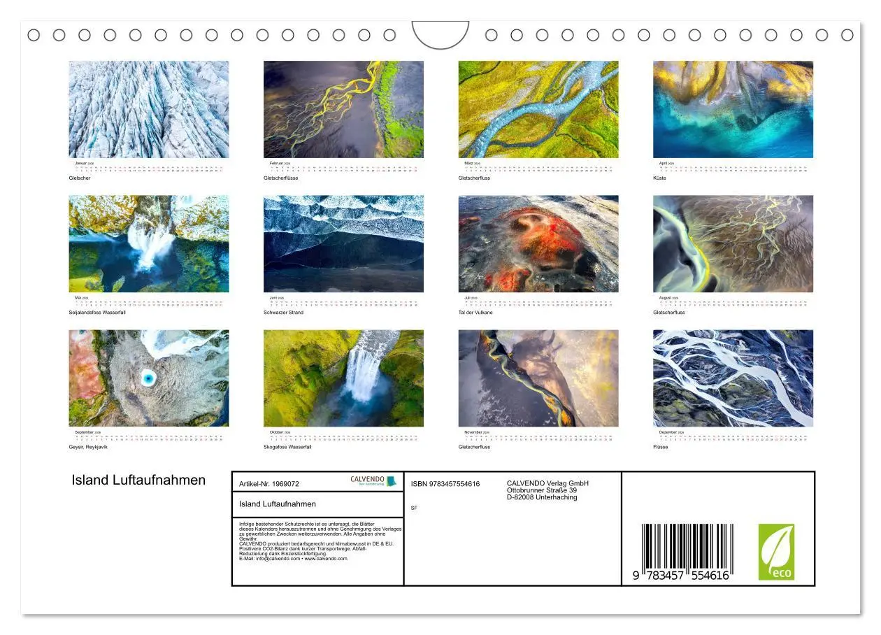 Bild: 9783457554616 | Island Luftaufnahmen (Wandkalender 2026 DIN A4 quer), CALVENDO...