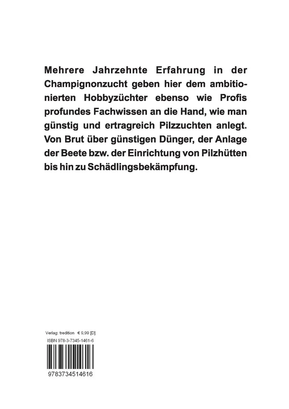 Rückseite: 9783734514616 | Der praktische Champignonzüchter | Der kleine Helfer für Pilzzüchter