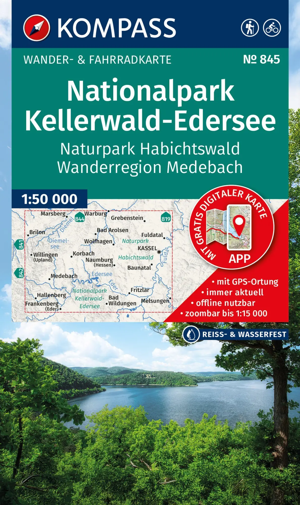 Cover: 9783991544616 | KOMPASS Wanderkarte 845 Nationalpark Kellerwald-Edersee, Naturpark...