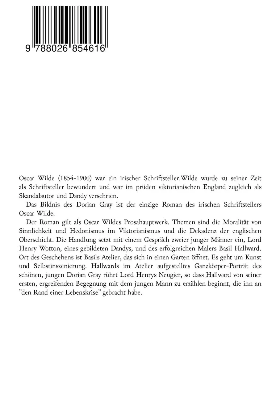 Rückseite: 9788026854616 | Das Bildnis des Dorian Gray | Oscar Wilde (u. a.) | Taschenbuch | 2017