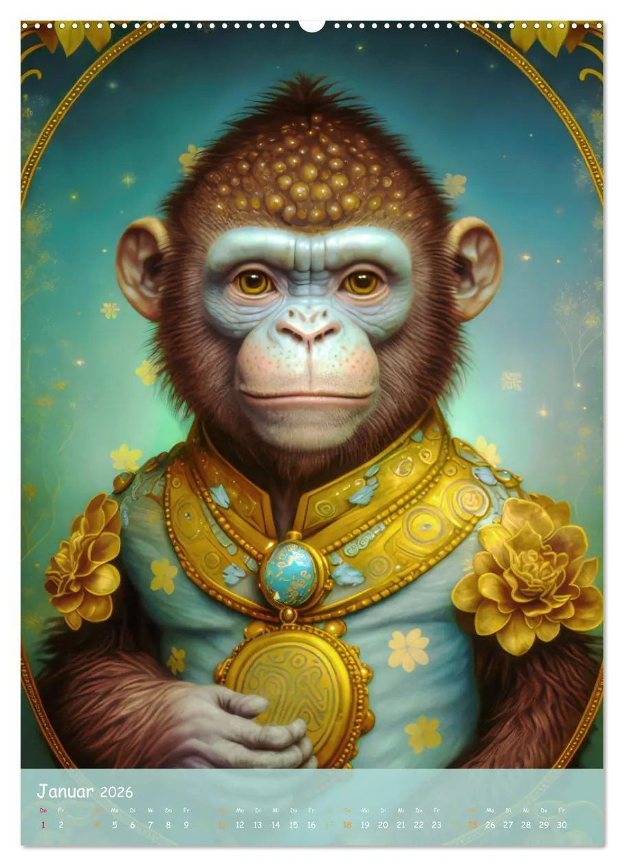 Bild: 9783516324716 | Tiere im Tarot Stil (Wandkalender 2026 DIN A2 hoch), CALVENDO...