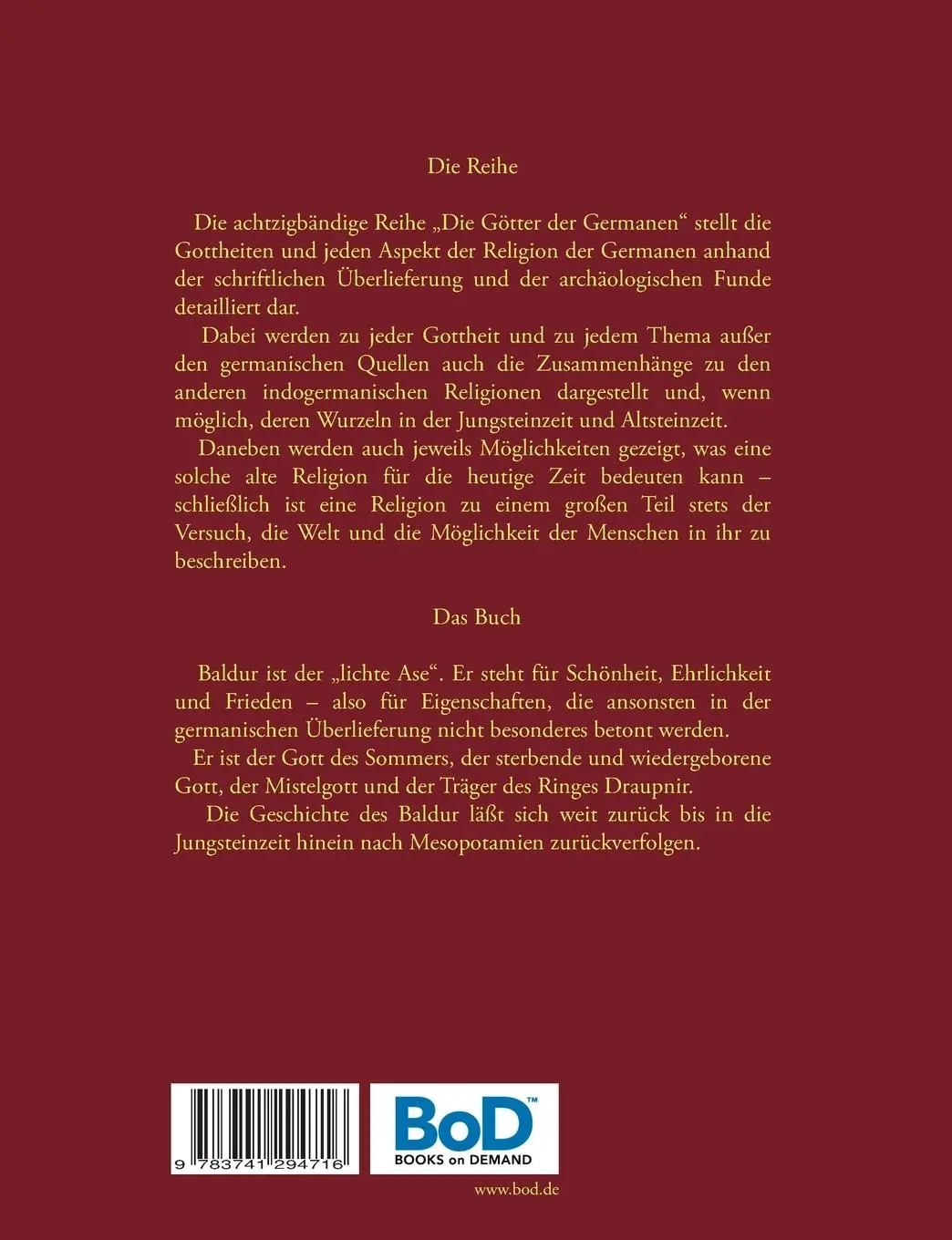 Rückseite: 9783741294716 | Der Sommergott: Baldur, Phol und Meili | Harry Eilenstein | Buch
